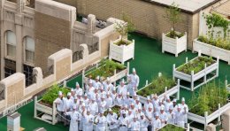 The Culinary Team of the Waldorf Astoria Hotel atop of the 20th floor Rooftop Garden.